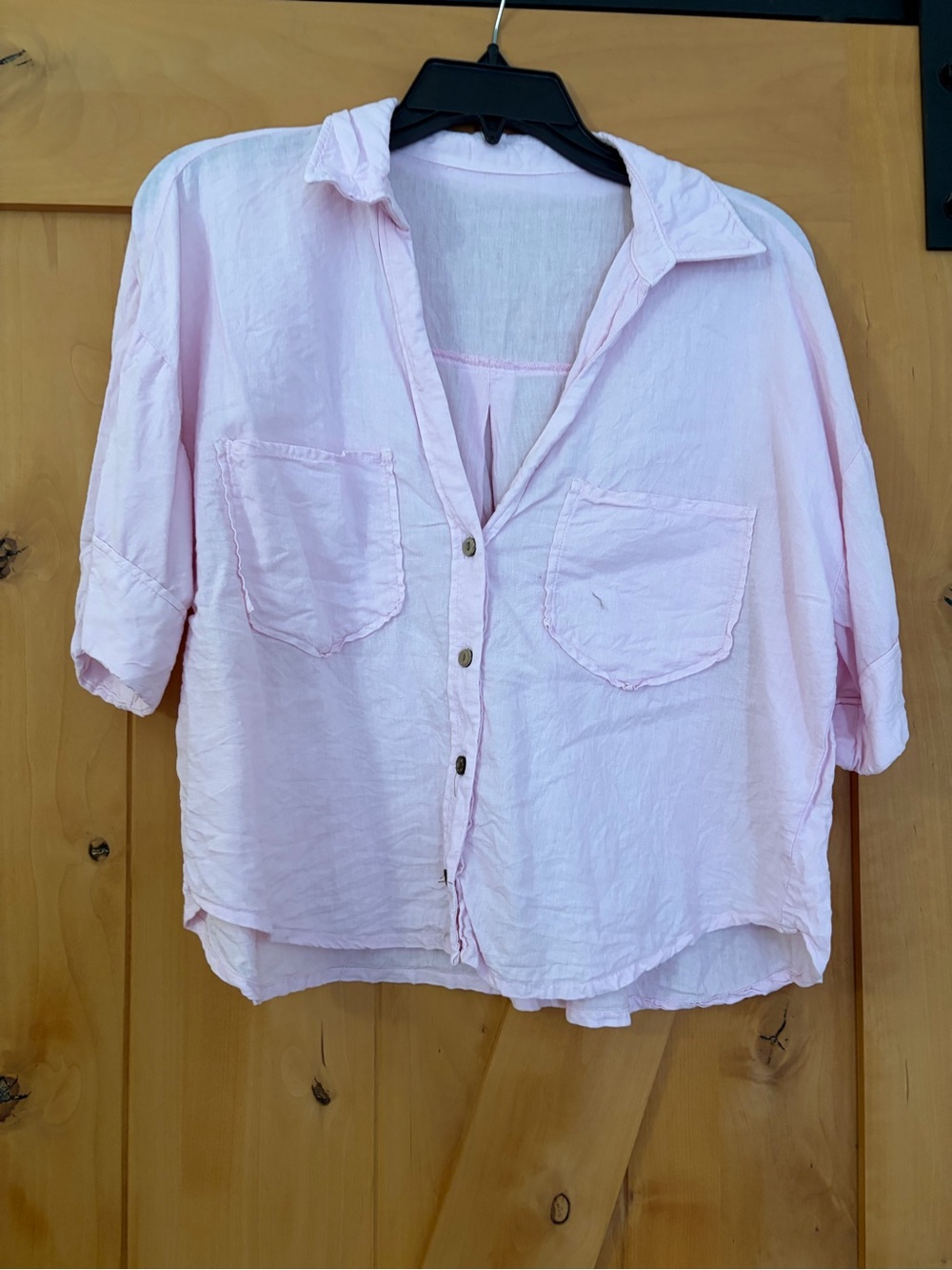 Zara Light Pink Button-Front Relaxed Shirt